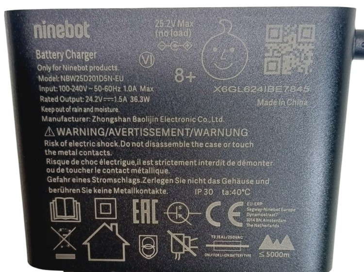Ładowarka Segway Ninebot zasilacz NBW25D201D5N do hulajnogi elektrycznej