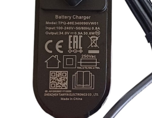 Zasilacz Dreame R20 / Z20 / Z30 ładowarka TPQ-88E340090VW01 do odkurzacza 34.0V