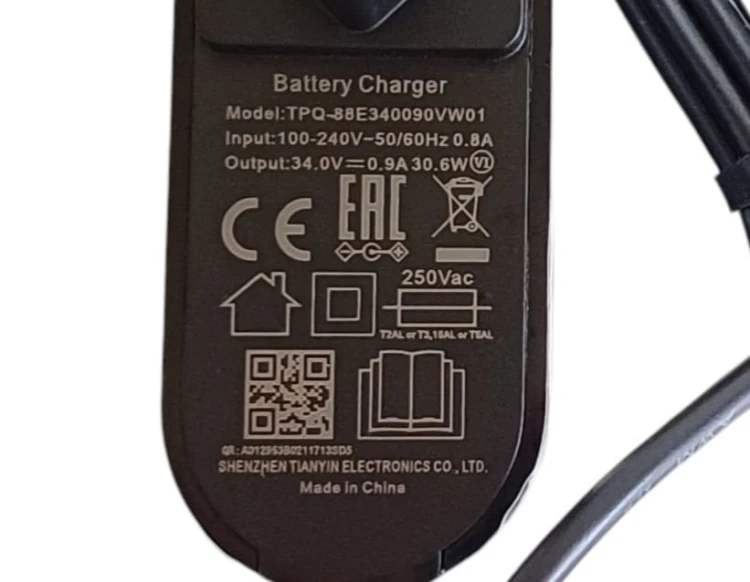 Zasilacz Dreame R20 / Z20 / Z30 ładowarka TPQ-88E340090VW01 do odkurzacza 34.0V