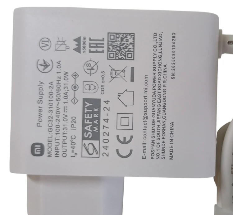 Zasilacz Xiaomi G20 ładowarka GC32-310100-2A do odkurzacza 31,0W, 1,0A