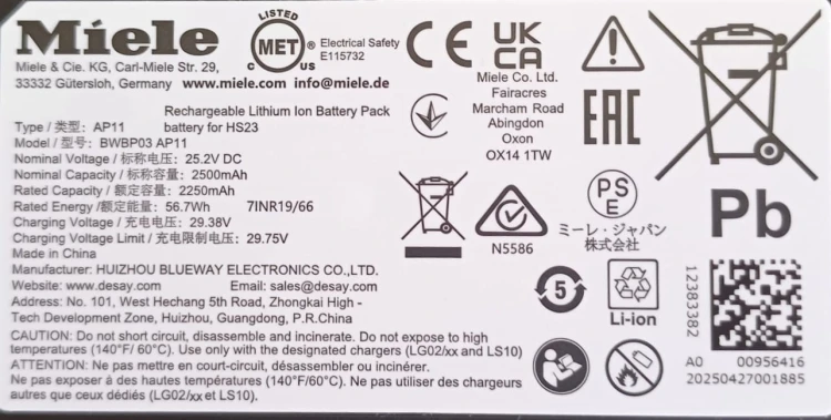 Miele Duoflex akumulator BWBP03 AP11