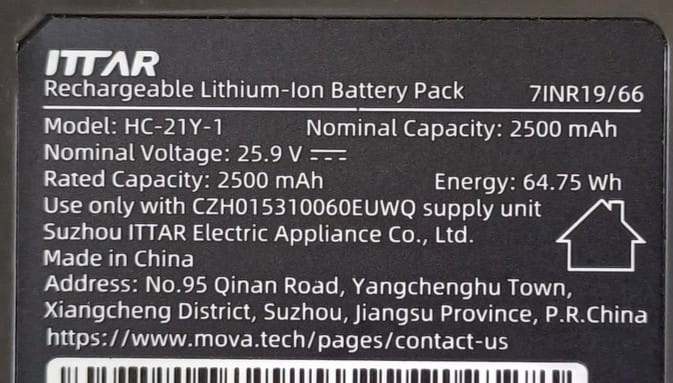 Akumulator do Mova S2 Detect HC-21Y-1 bateria 25.9V 2500mAh