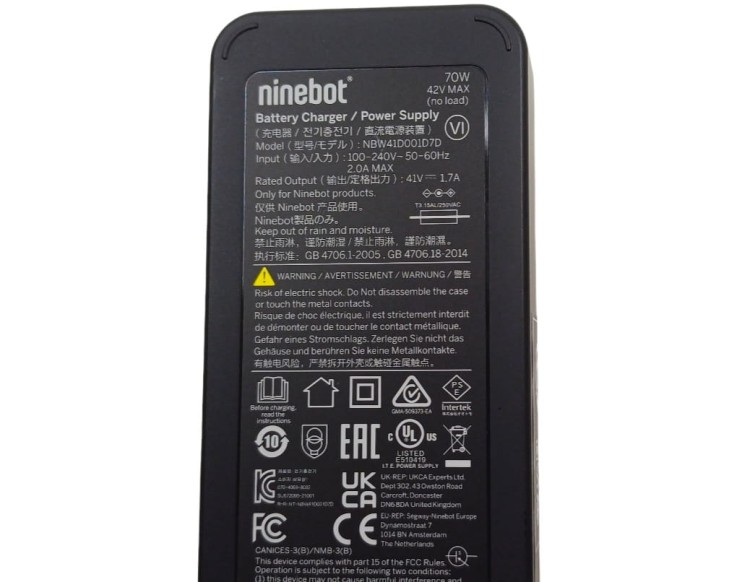 Ładowarka SEGWAY Ninebot NBW41D001D7D do hulajnogi Oryginał 70W 42V 1.7A