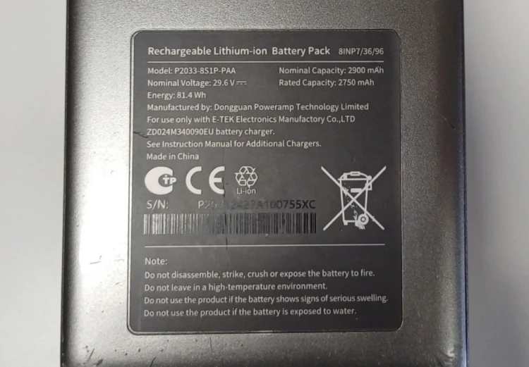Bateria Dreame T30 2900mAh P2033-8S1P-GYA